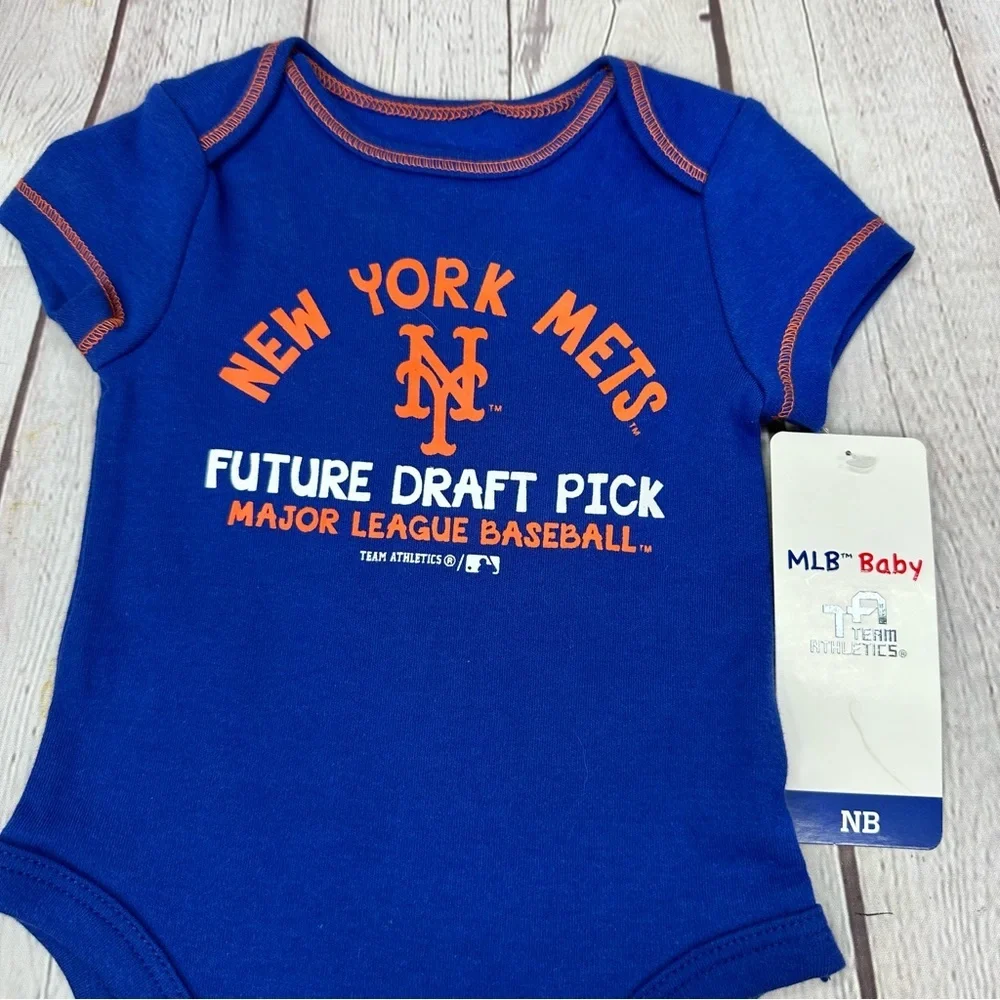 NWT MLB New York Mets Blue Baby Bodysuit short sleeve one piece fandom sporty